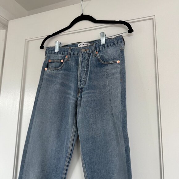 Balenciaga Archetype Denim Jeans Blue Sz 26 Straight Leg High Rise - Picture 7 of 11